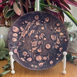 Laura Smith Vintage Enamel Over Copper Plate Signed EUC